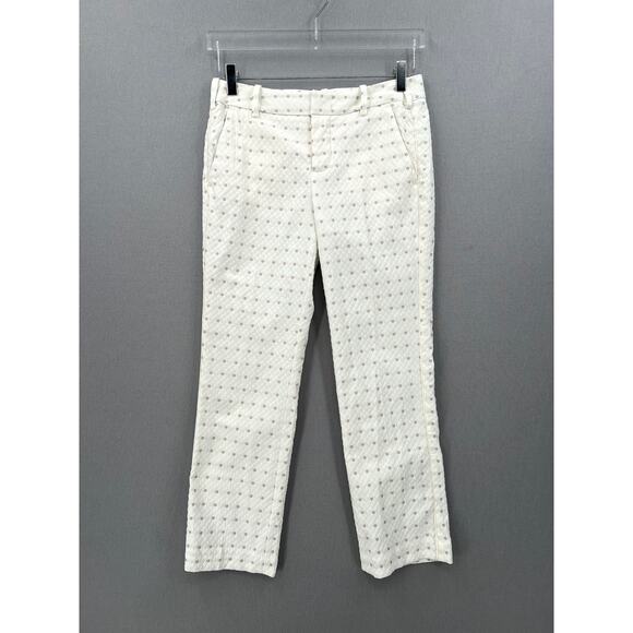 ZADIG & VOLTAIRE Posh Flower Deluxe Pants Womens S White Jacquard Straight Crop - Picture 3 of 15